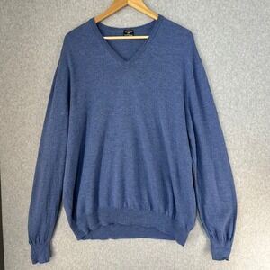 Maus & Hoffman Solemare Italian Wool Sweater Blue V Neck‎ Mens Size 60 US 2XL